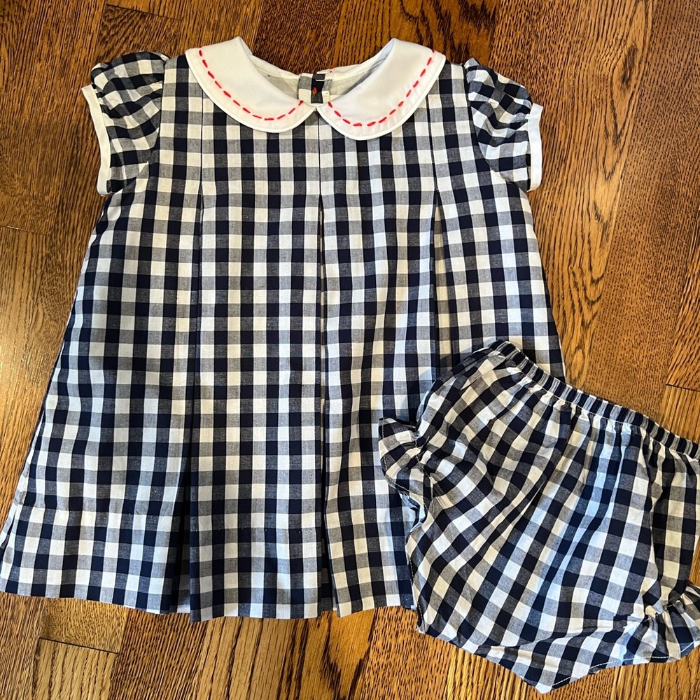 The Proper Peony 18mo Navy Gingham Pleat Dress